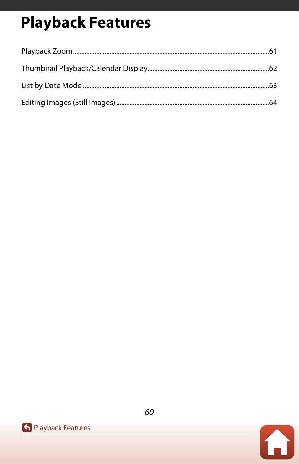 Playback features | Nikon Coolpix A300 User Manual | Page 75 / 179