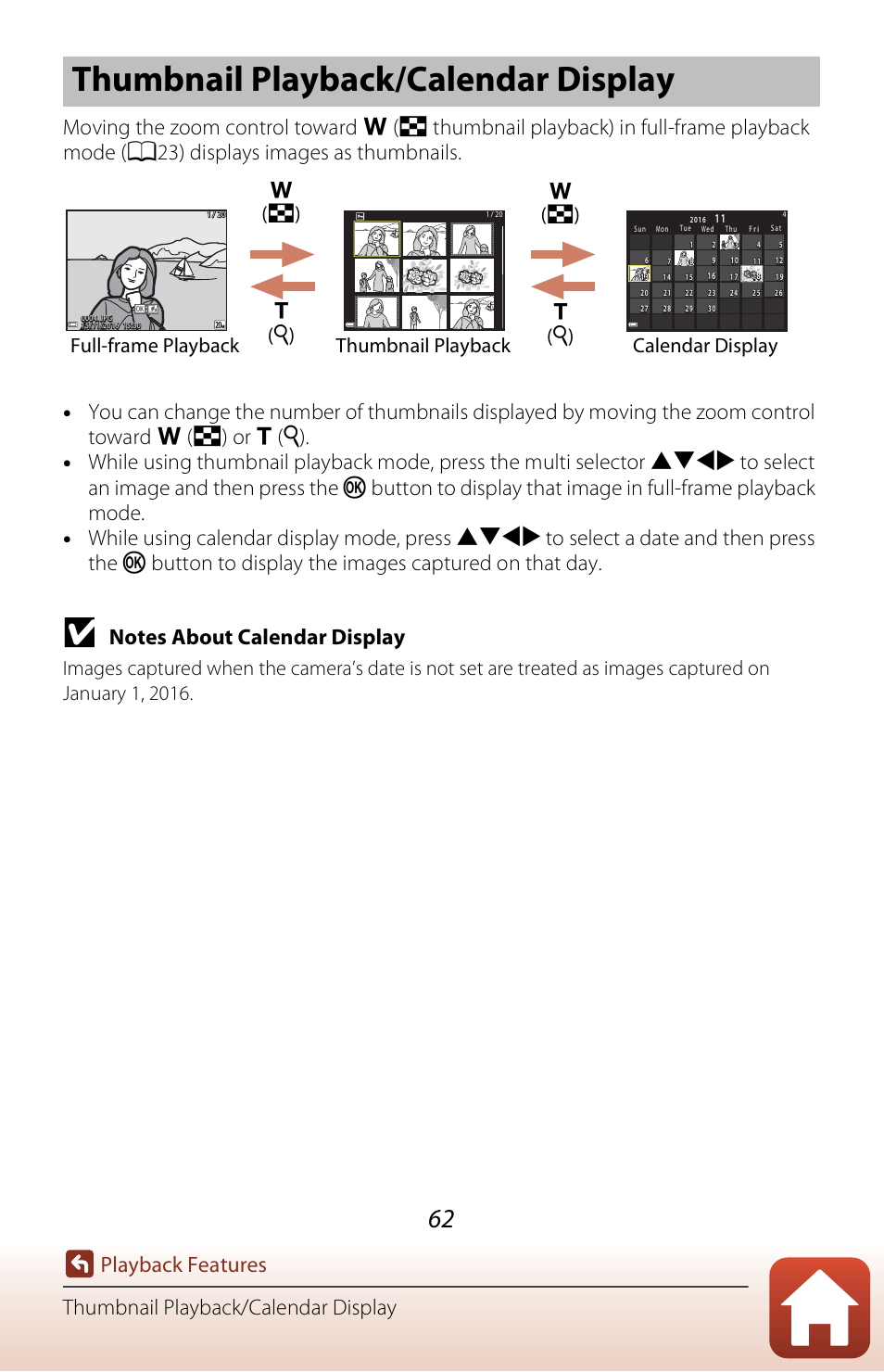 Thumbnail playback/calendar display | Nikon Coolpix A300 User Manual | Page 77 / 179