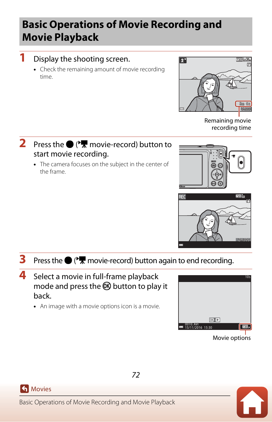 Display the shooting screen | Nikon Coolpix A300 User Manual | Page 87 / 179