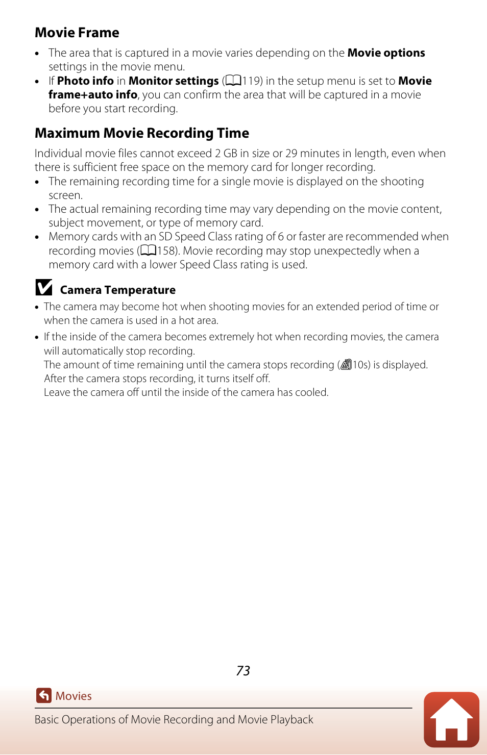 Movie frame, Maximum movie recording time | Nikon Coolpix A300 User Manual | Page 88 / 179