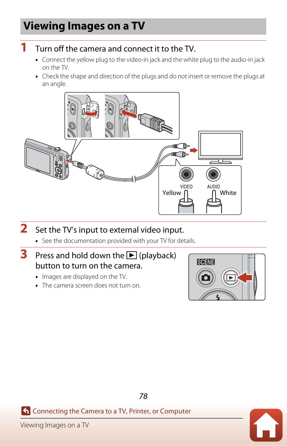 Viewing images on a tv | Nikon Coolpix A300 User Manual | Page 93 / 179