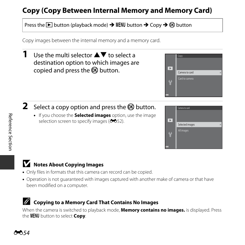 Select a copy option and press the k button | Nikon Coolpix A10 User Manual | Page 104 / 147