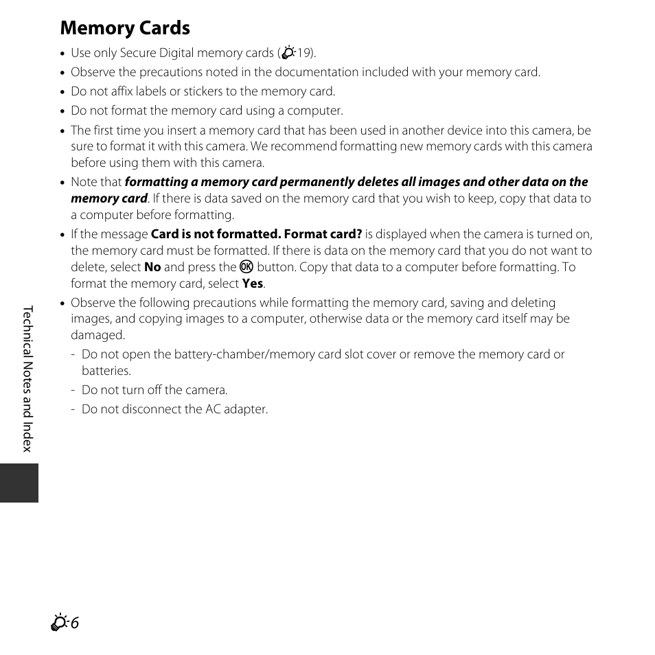 Memory cards | Nikon Coolpix A10 User Manual | Page 128 / 147