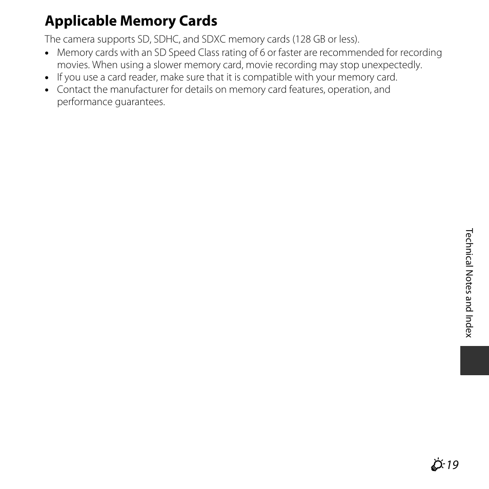 Applicable memory cards | Nikon Coolpix A10 User Manual | Page 141 / 147