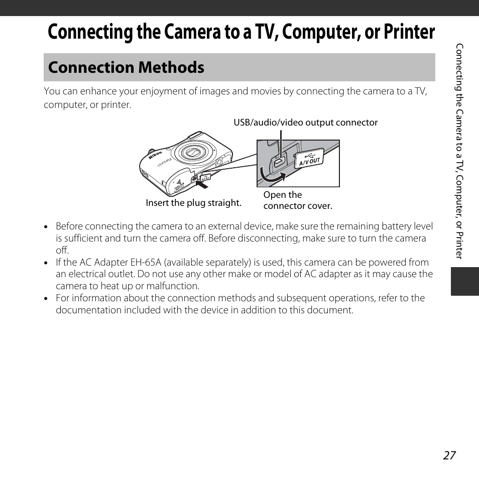 Connection methods | Nikon Coolpix A10 User Manual | Page 45 / 147