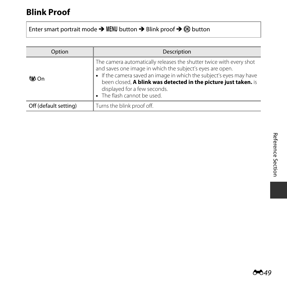 Blink proof, E49) | Nikon Coolpix A10 User Manual | Page 99 / 147
