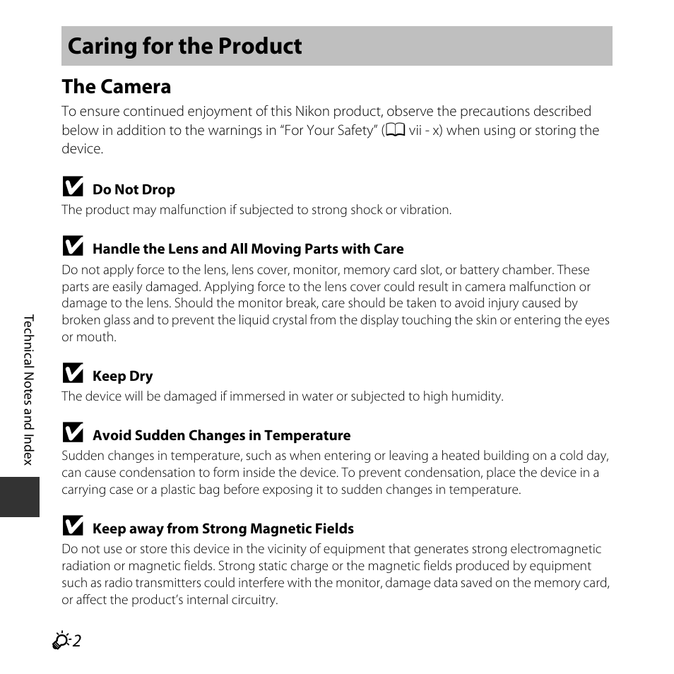 Caring for the product, The camera | Nikon Coolpix L31 User Manual | Page 124 / 147