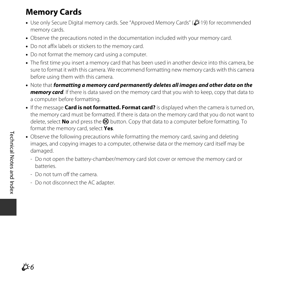 Memory cards | Nikon Coolpix L31 User Manual | Page 128 / 147