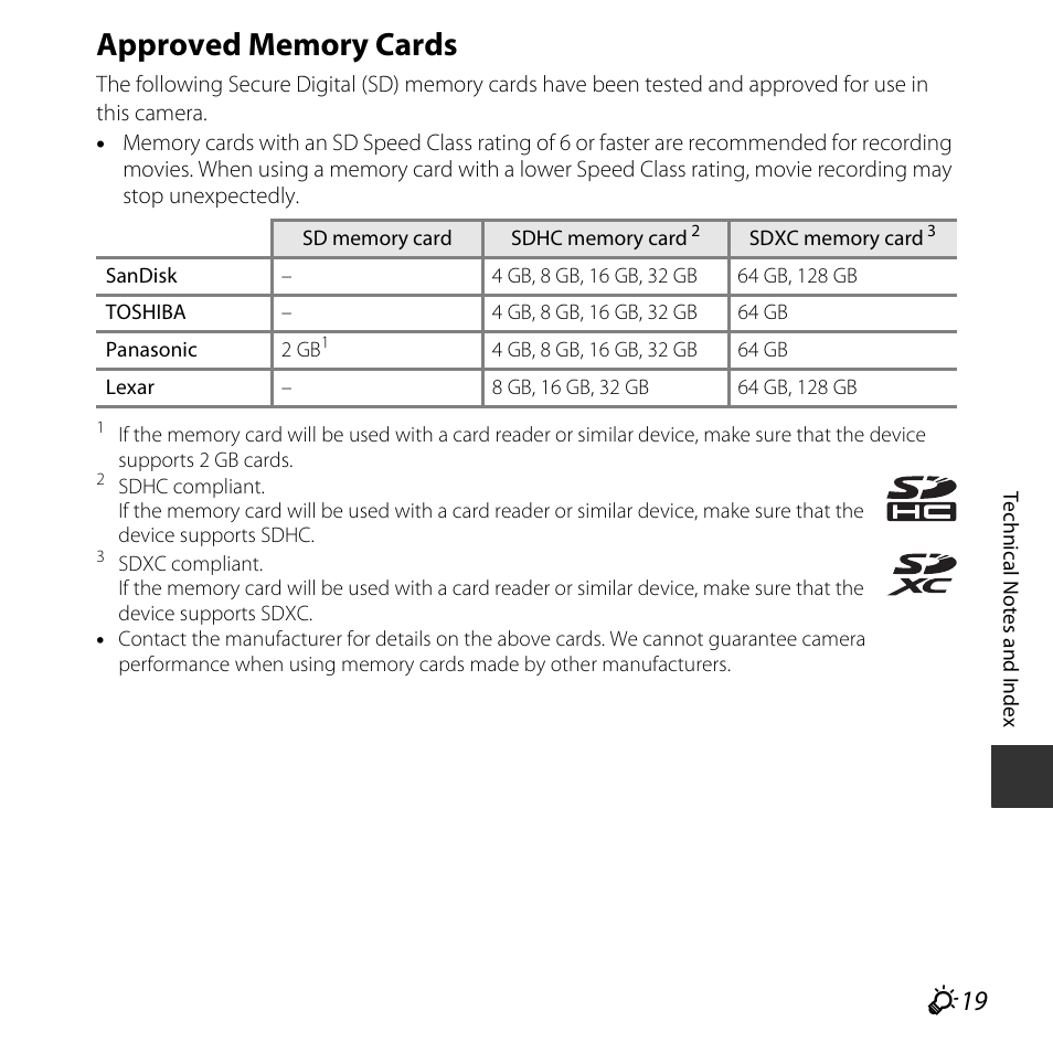 Approved memory cards | Nikon Coolpix L31 User Manual | Page 141 / 147