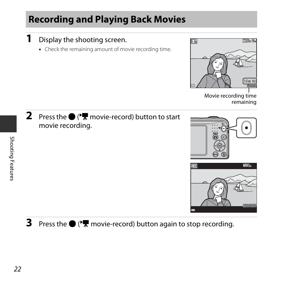 Recording and playing back movies | Nikon Coolpix L31 User Manual | Page 40 / 147