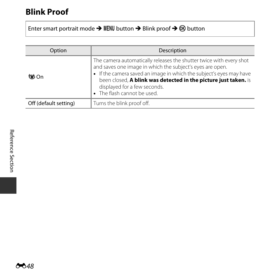 Blink proof, E48) | Nikon Coolpix L31 User Manual | Page 98 / 147