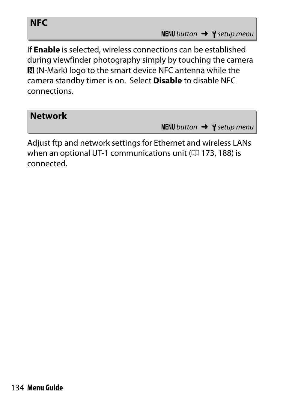 Network | Nikon D7200 body User Manual | Page 134 / 202