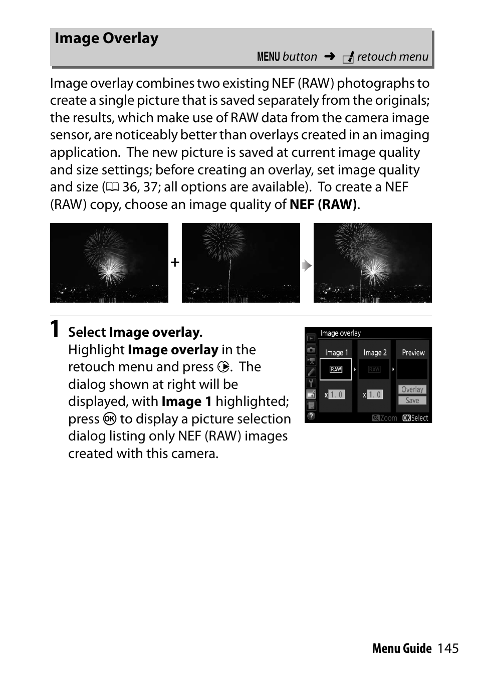 Image overlay | Nikon D7200 body User Manual | Page 145 / 202