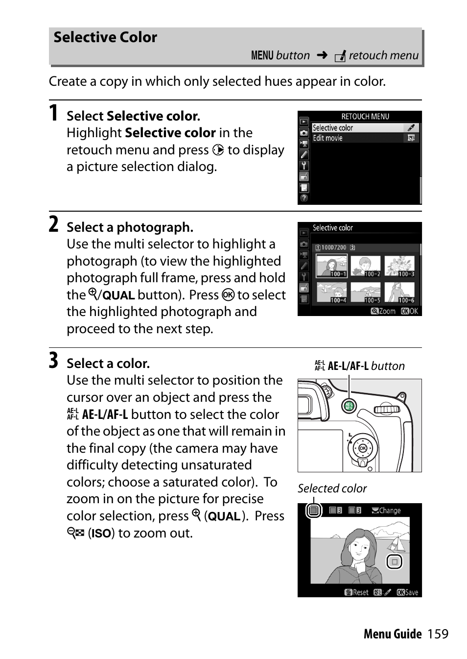 Selective color | Nikon D7200 body User Manual | Page 159 / 202