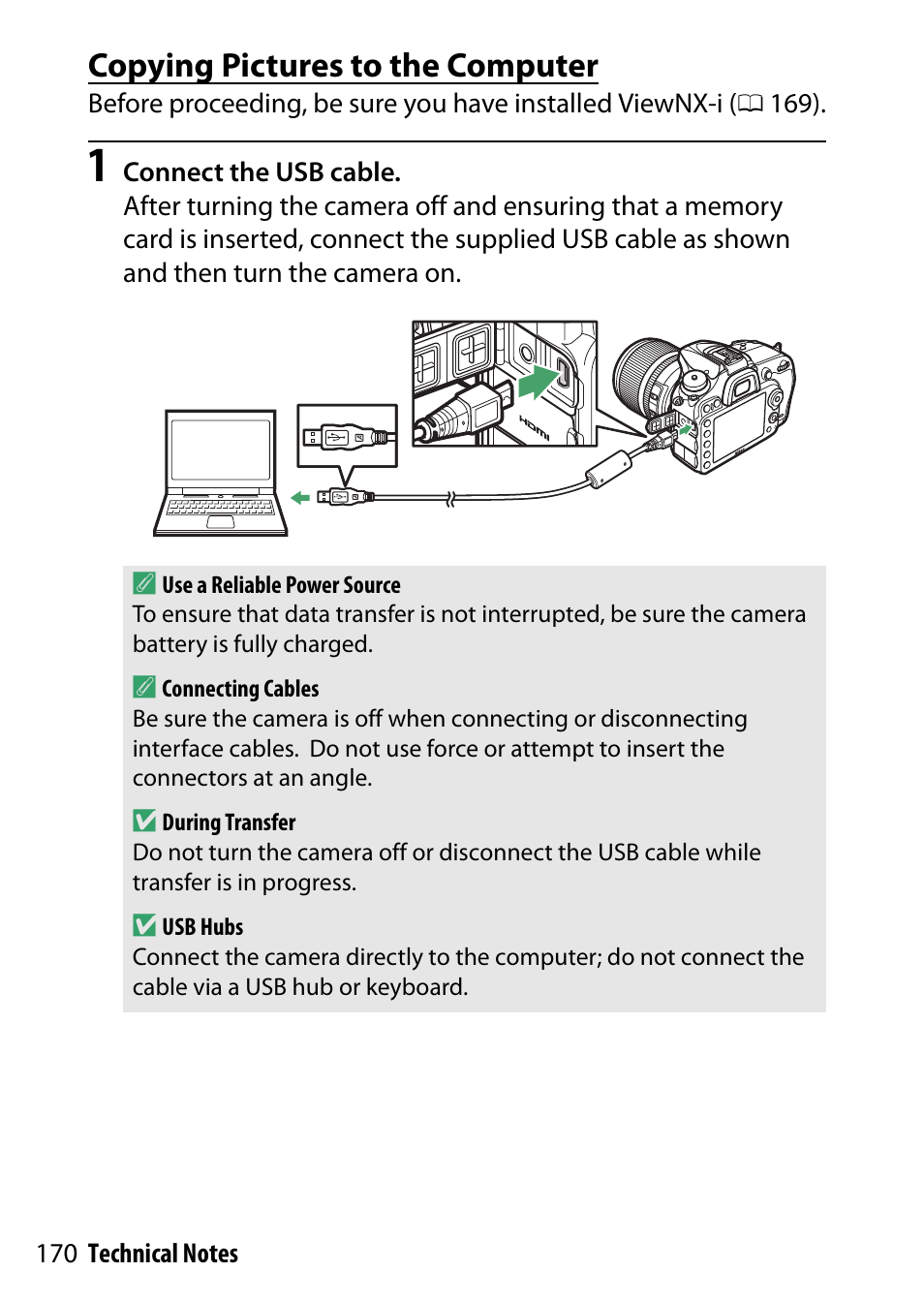Copying pictures to the computer | Nikon D7200 body User Manual | Page 170 / 202