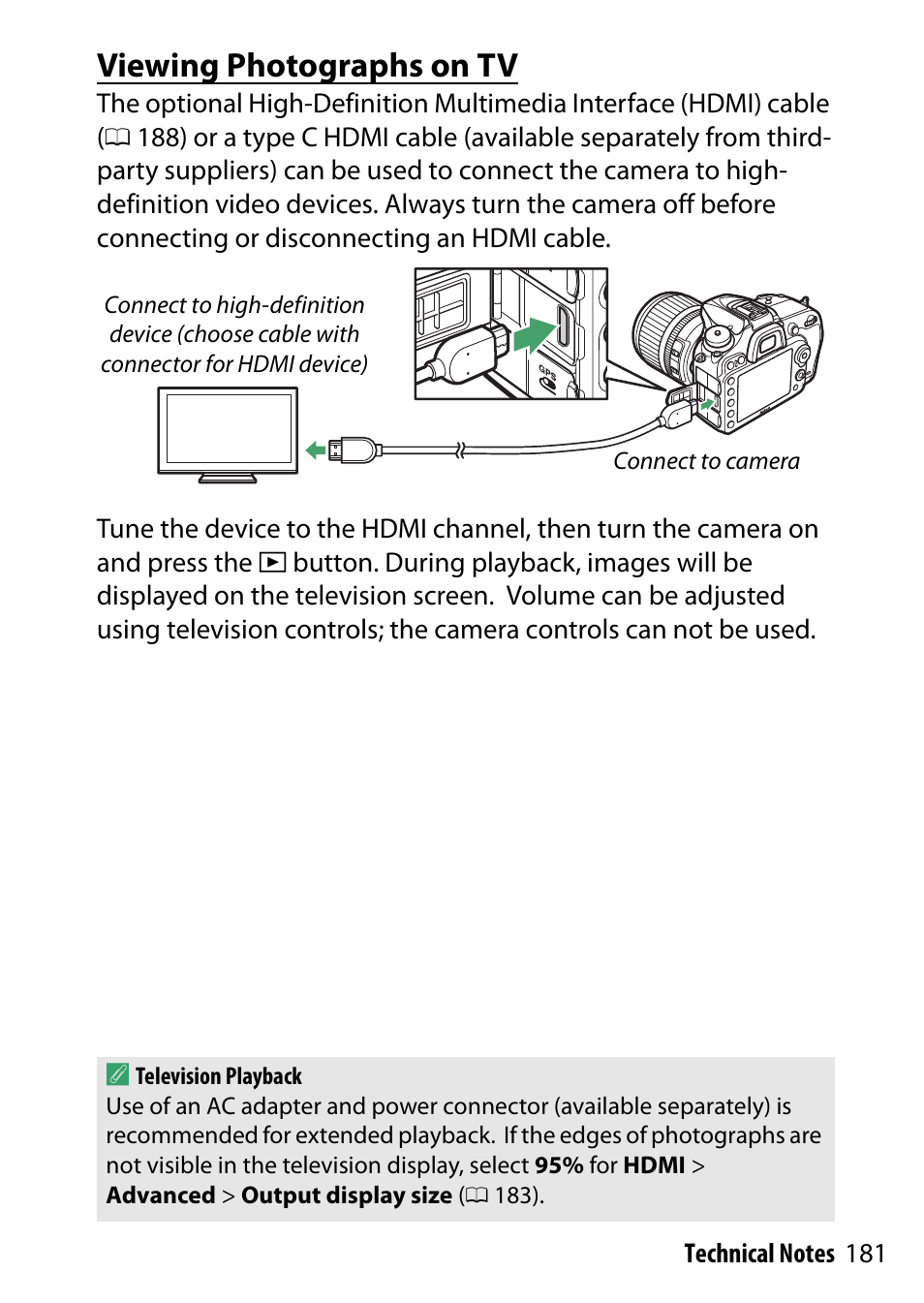 Viewing photographs on tv | Nikon D7200 body User Manual | Page 181 / 202