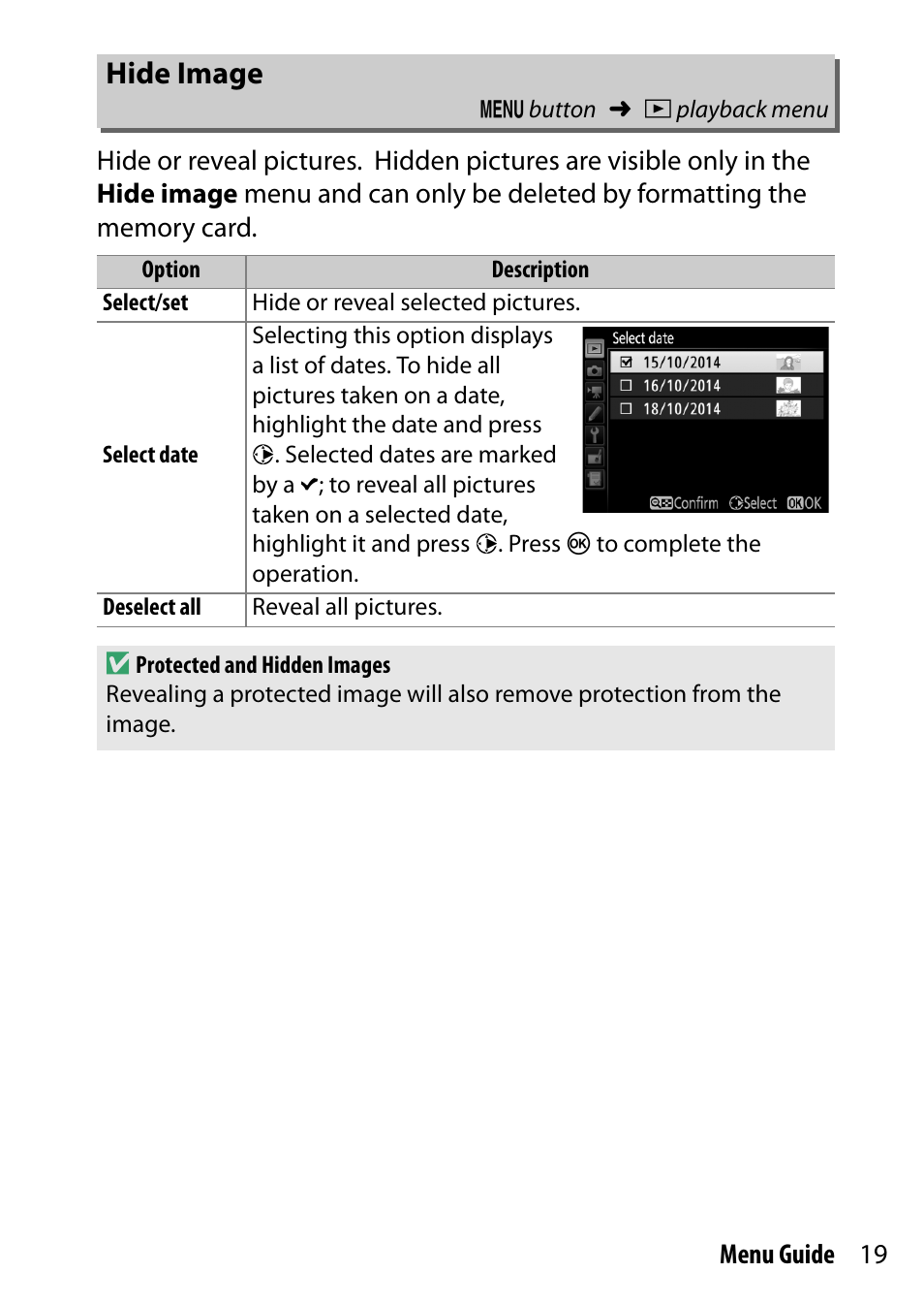 Hide image | Nikon D7200 body User Manual | Page 19 / 202