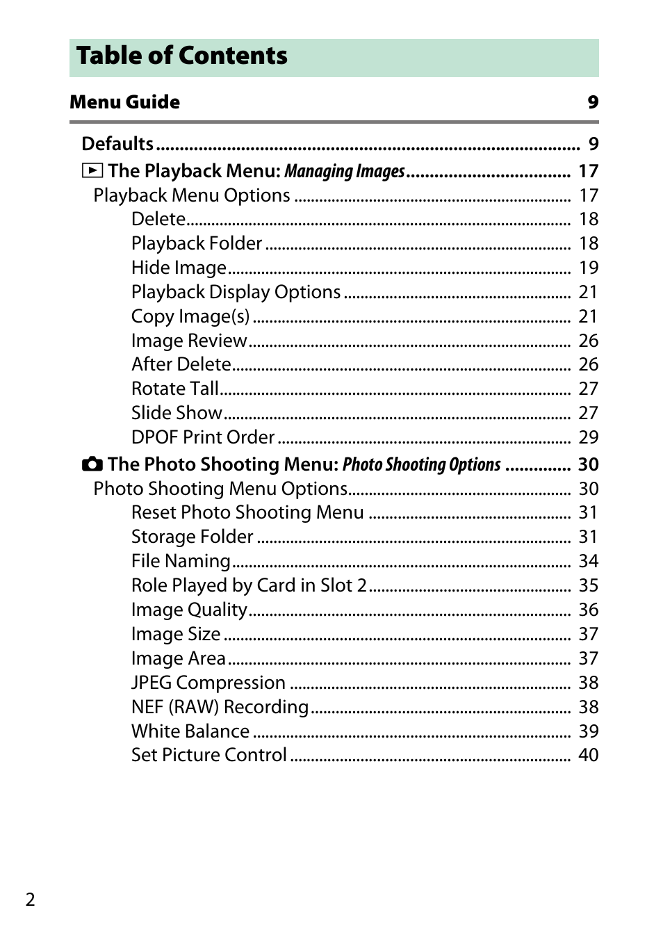 Nikon D7200 body User Manual | Page 2 / 202