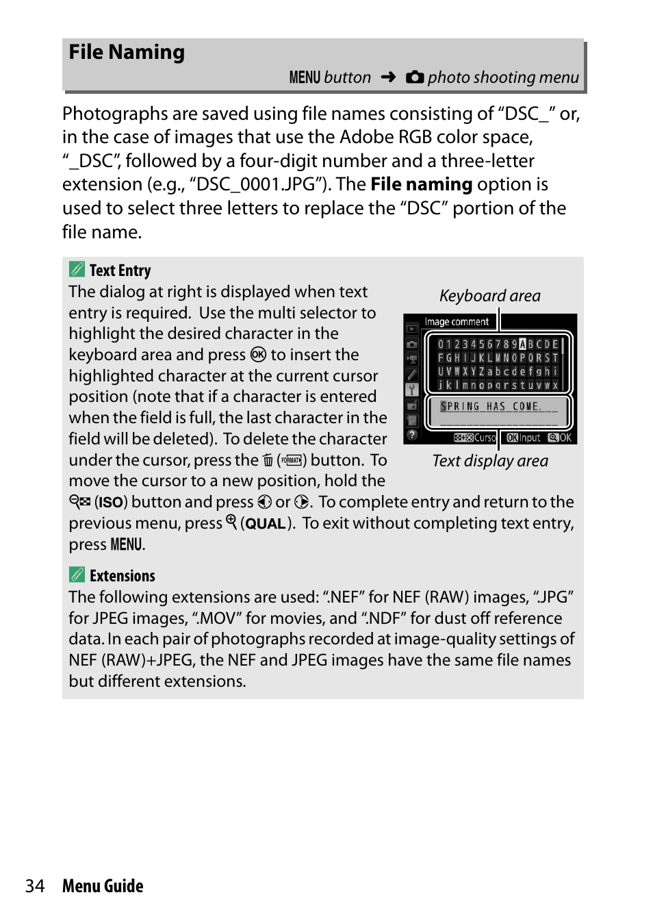 File naming | Nikon D7200 body User Manual | Page 34 / 202