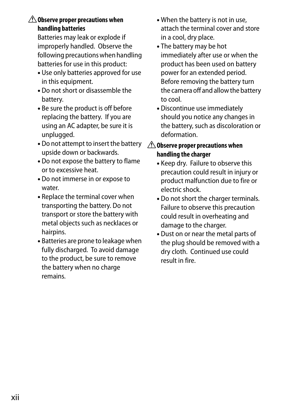 Xii a | Nikon D7200 body User Manual | Page 14 / 420