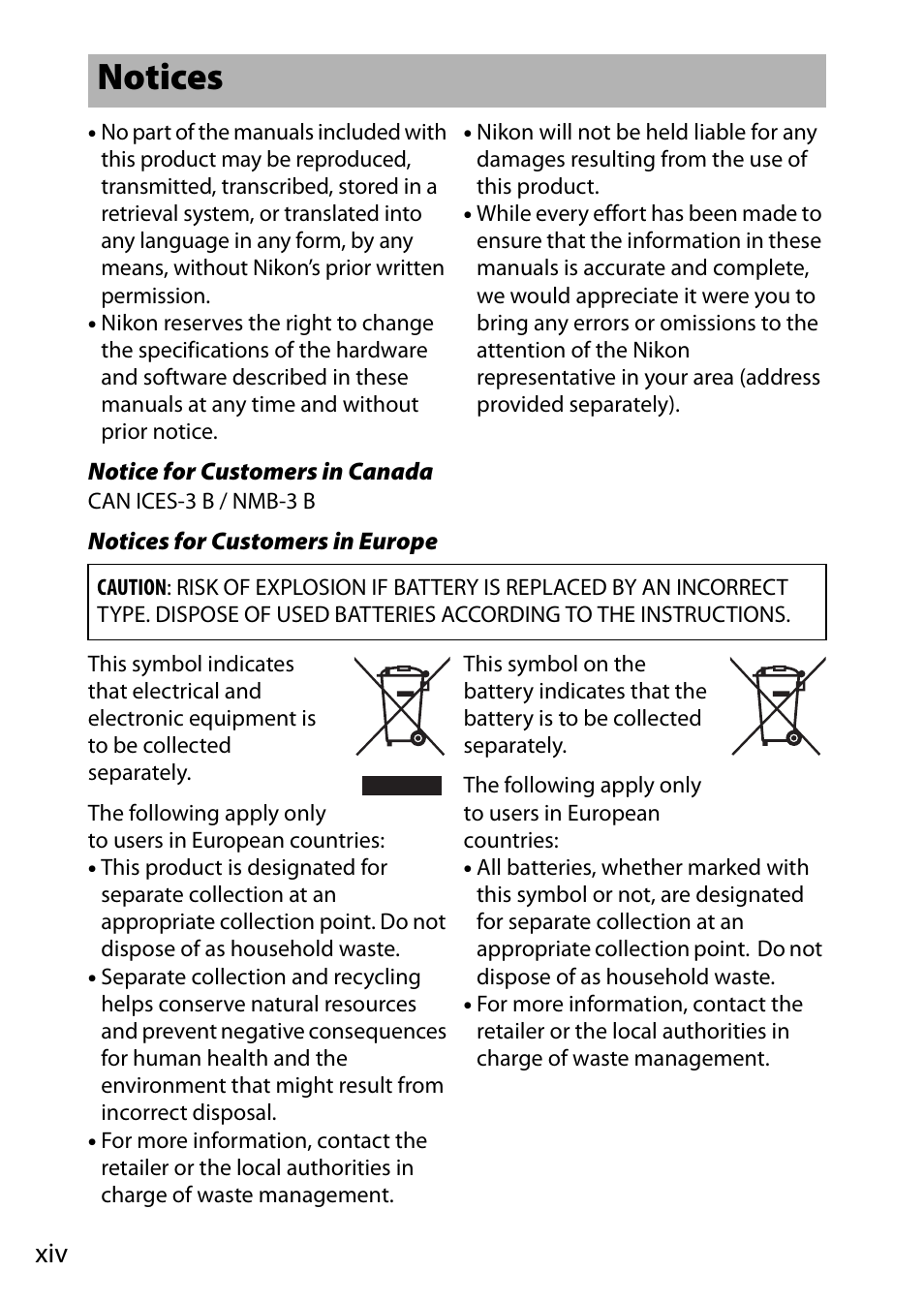 Notices | Nikon D7200 body User Manual | Page 16 / 420