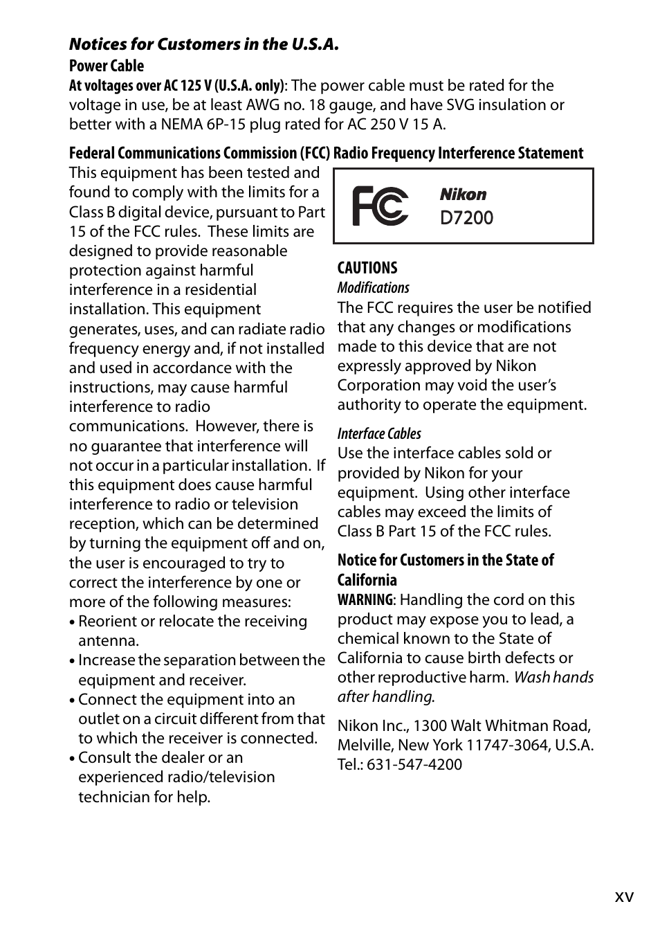 Nikon D7200 body User Manual | Page 17 / 420