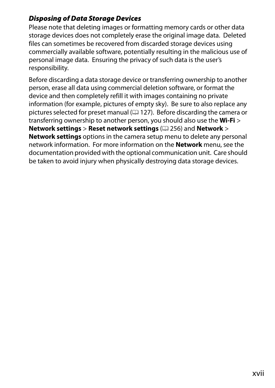 Xvii | Nikon D7200 body User Manual | Page 19 / 420