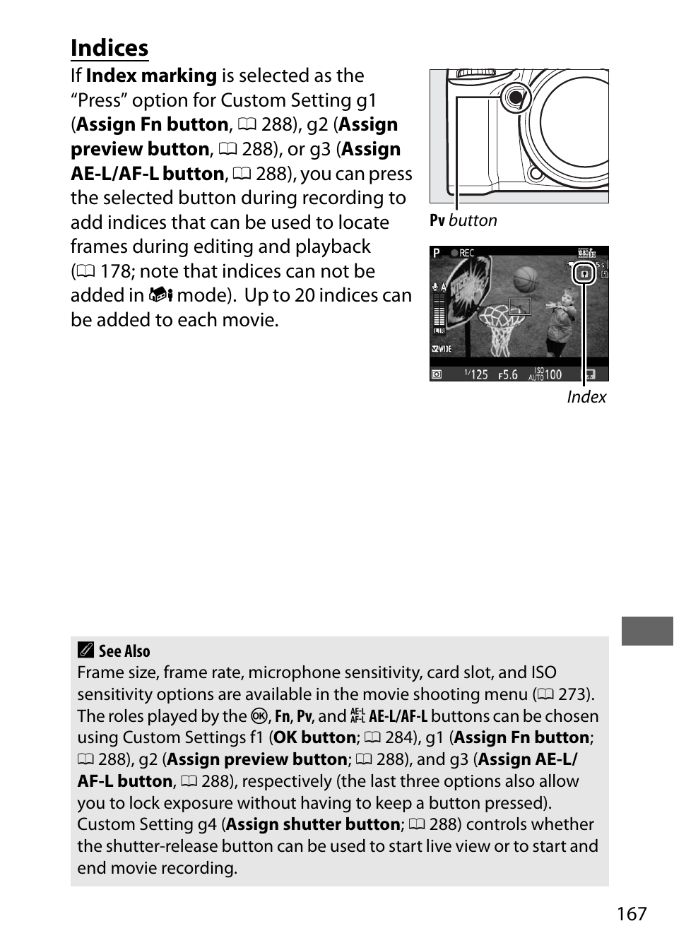 Indices | Nikon D7200 body User Manual | Page 191 / 420