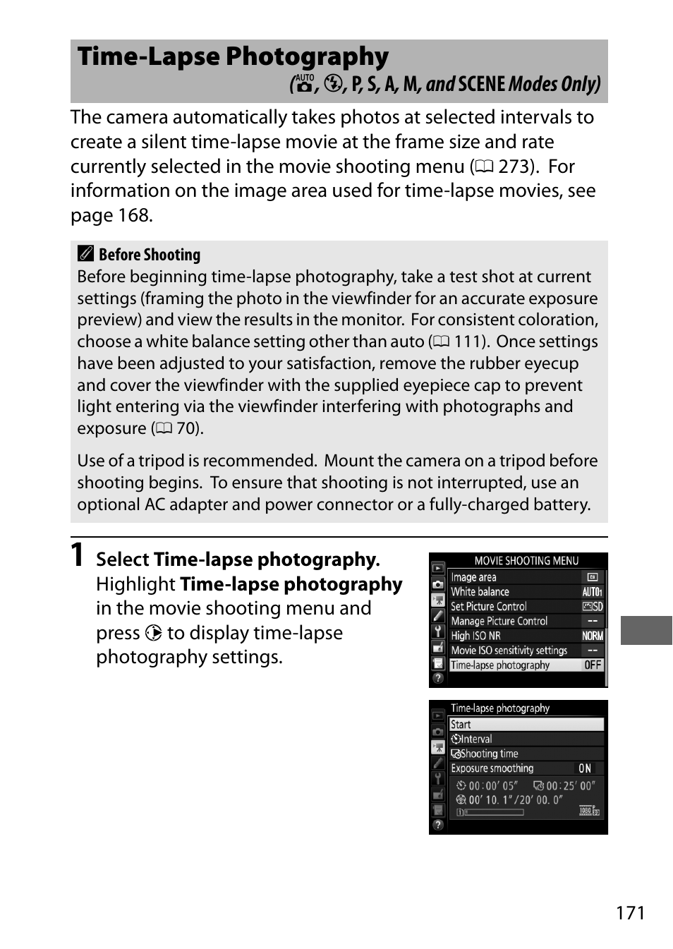 Time-lapse photography | Nikon D7200 body User Manual | Page 195 / 420