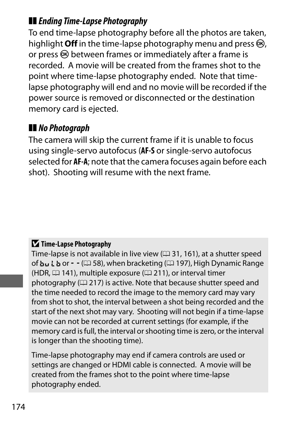Ending time-lapse photography, No photograph | Nikon D7200 body User Manual | Page 198 / 420
