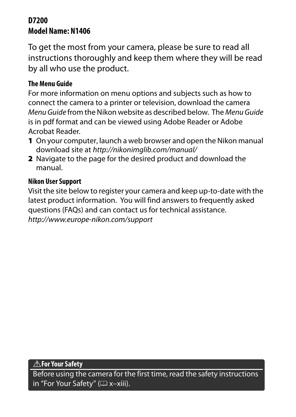 Nikon D7200 body User Manual | Page 2 / 420