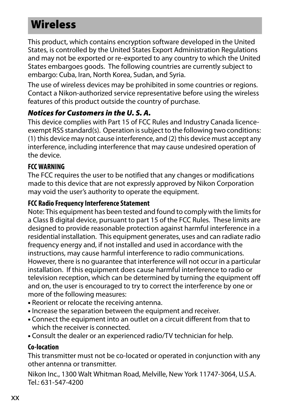 Wireless | Nikon D7200 body User Manual | Page 22 / 420