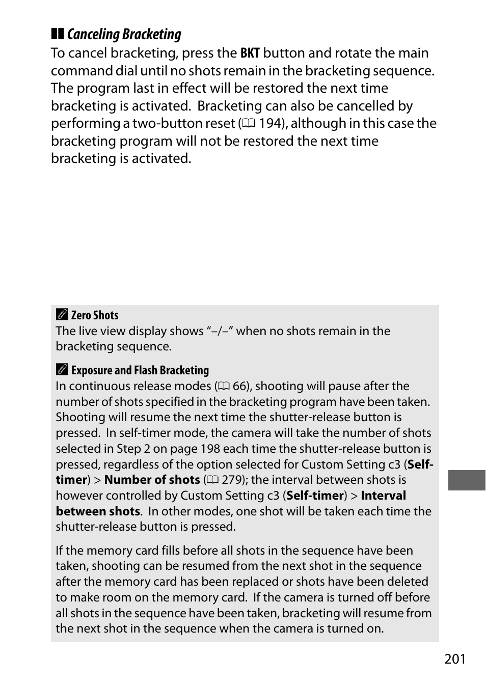 Canceling bracketing | Nikon D7200 body User Manual | Page 225 / 420