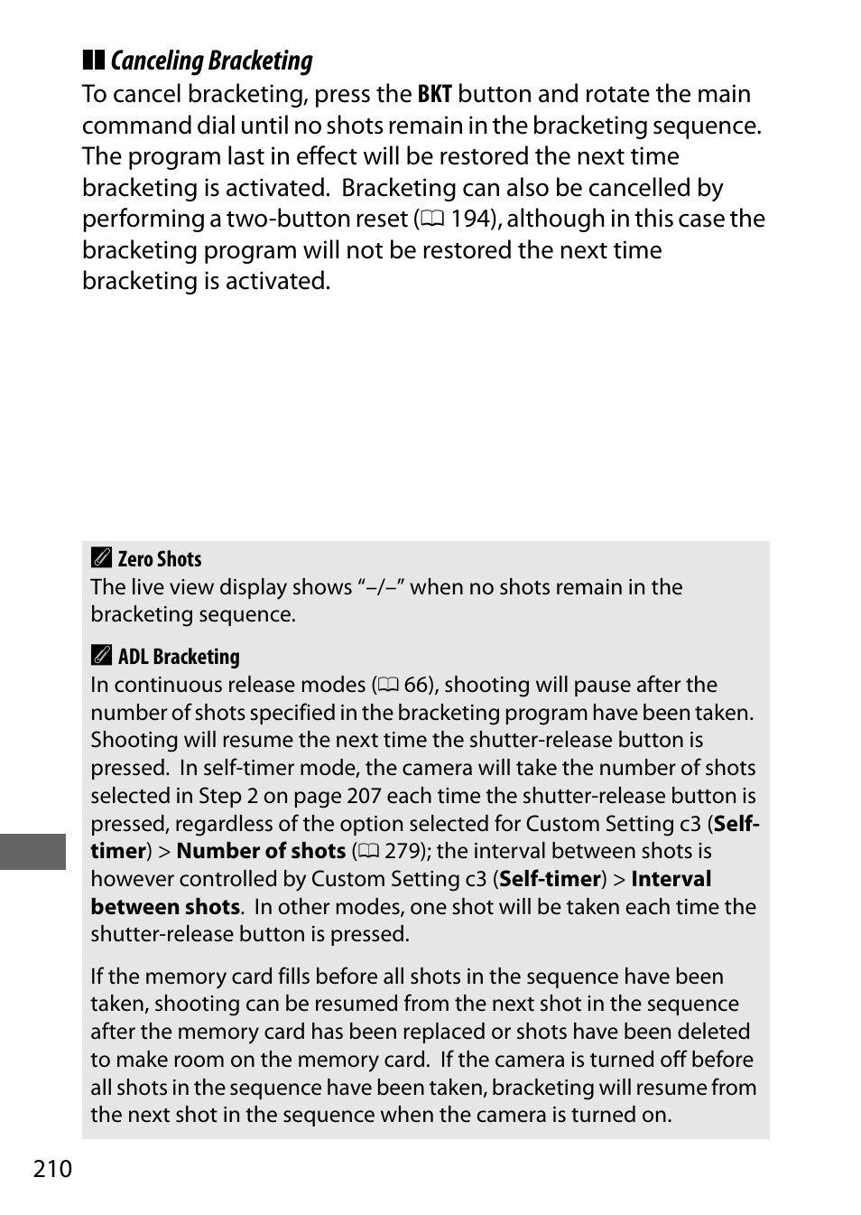 Canceling bracketing | Nikon D7200 body User Manual | Page 234 / 420