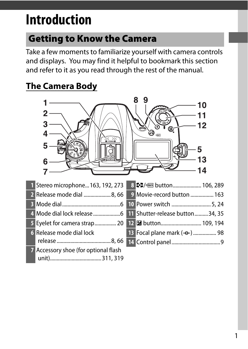 Introduction, Getting to know the camera, The camera body | Nikon D7200 body User Manual | Page 25 / 420