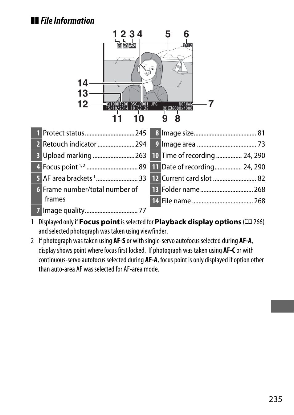 File information | Nikon D7200 body User Manual | Page 259 / 420