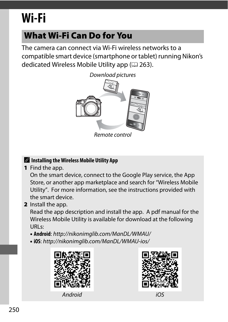 Wi-fi, What wi-fi can do for you | Nikon D7200 body User Manual | Page 274 / 420