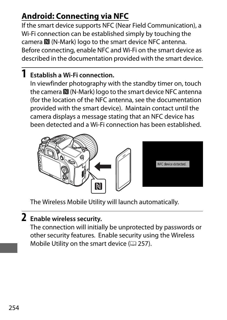 Android: connecting via nfc | Nikon D7200 body User Manual | Page 278 / 420
