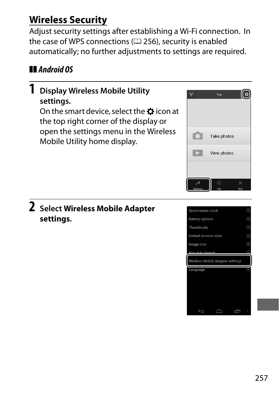 Wireless security | Nikon D7200 body User Manual | Page 281 / 420