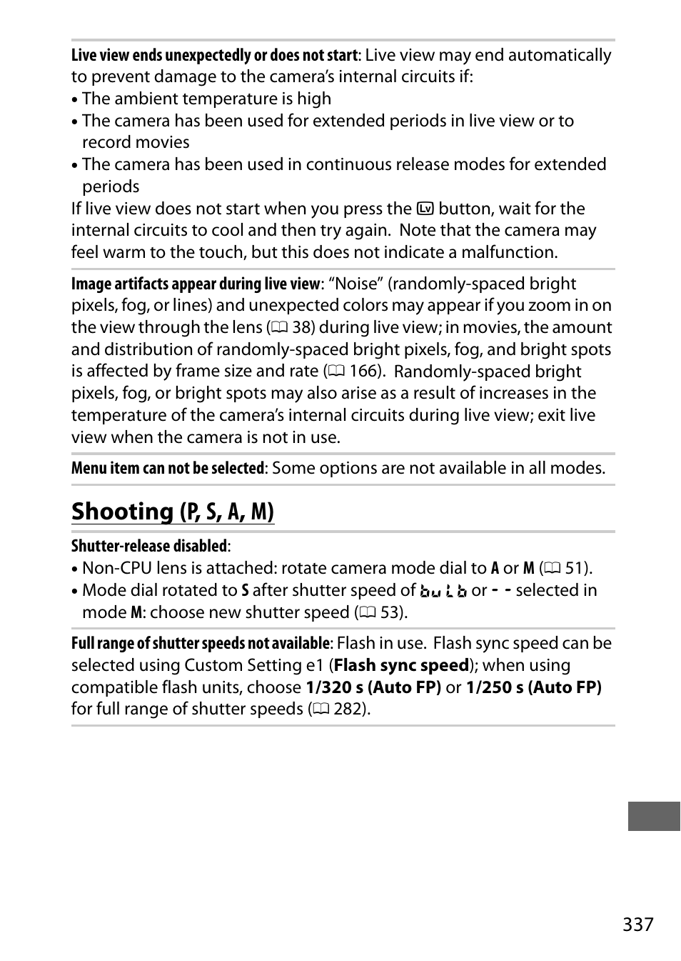 Shooting (p, s, a, m) | Nikon D7200 body User Manual | Page 361 / 420