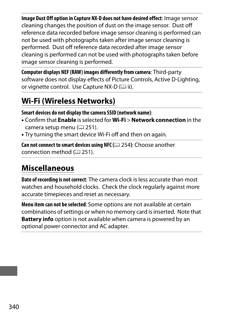 Wi-fi (wireless networks), Miscellaneous, Wi-fi (wireless networks) miscellaneous | Nikon D7200 body User Manual | Page 364 / 420