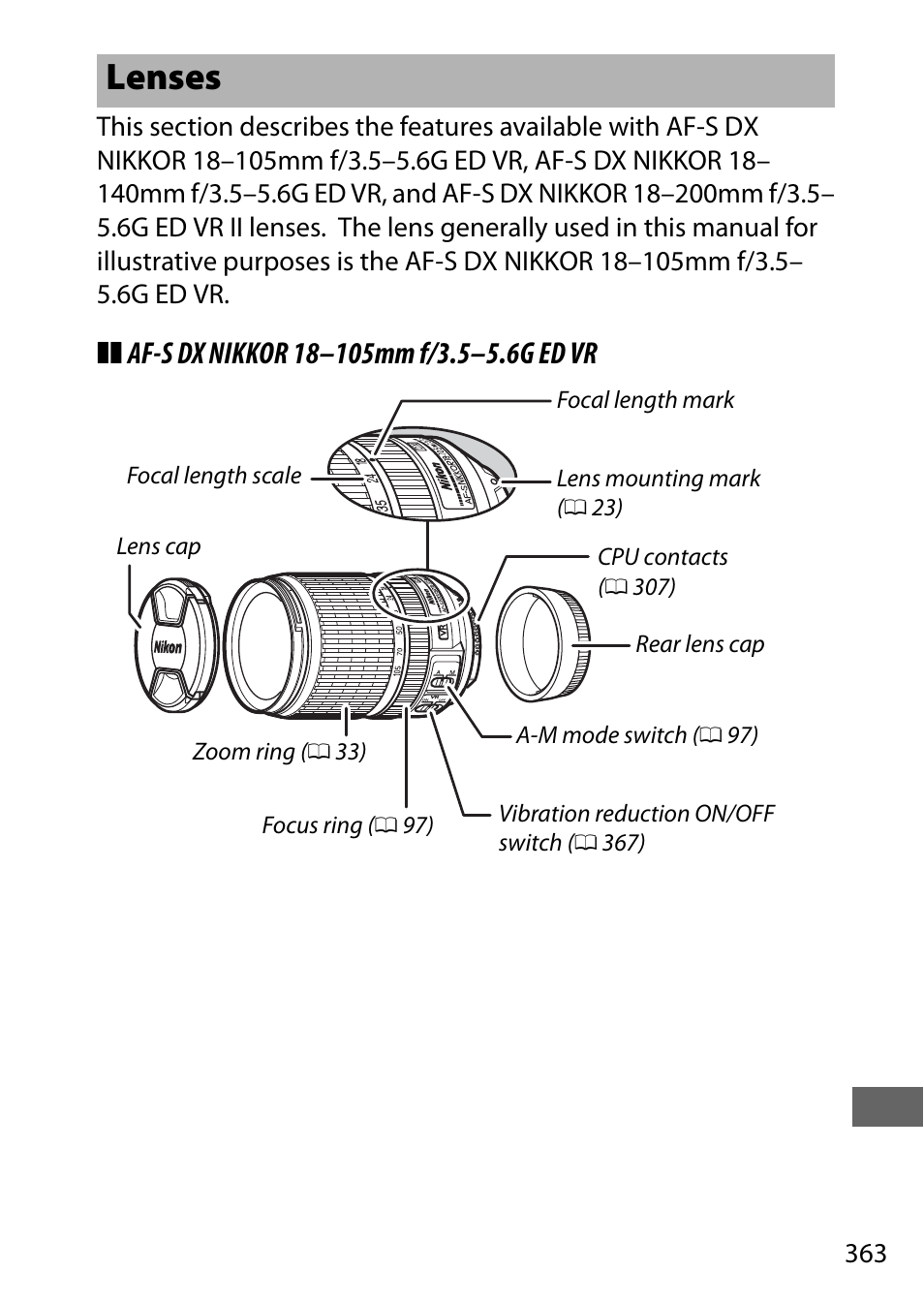 Lenses | Nikon D7200 body User Manual | Page 387 / 420