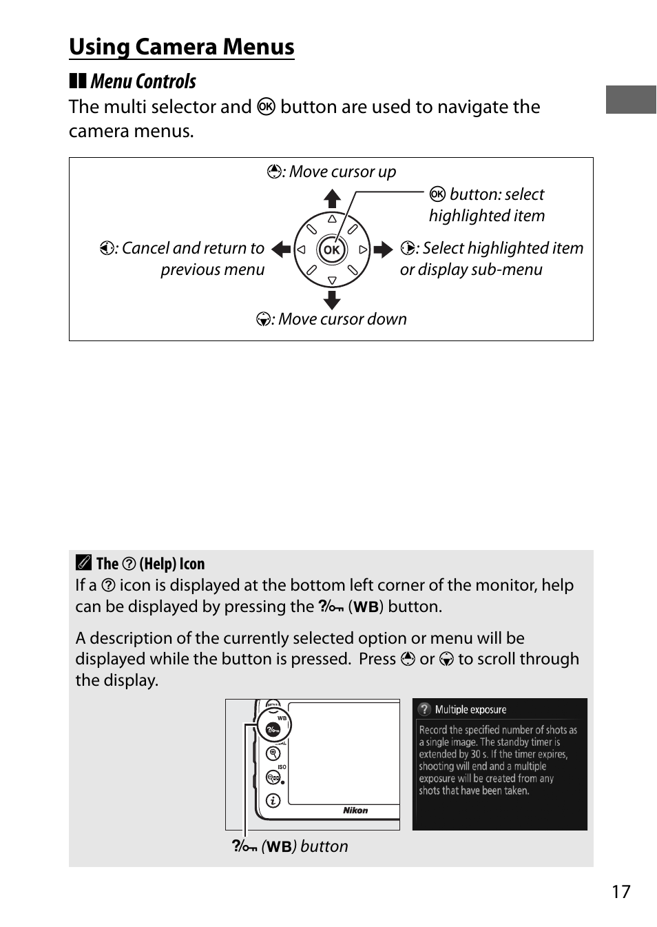 Using camera menus, Menu controls | Nikon D7200 body User Manual | Page 41 / 420