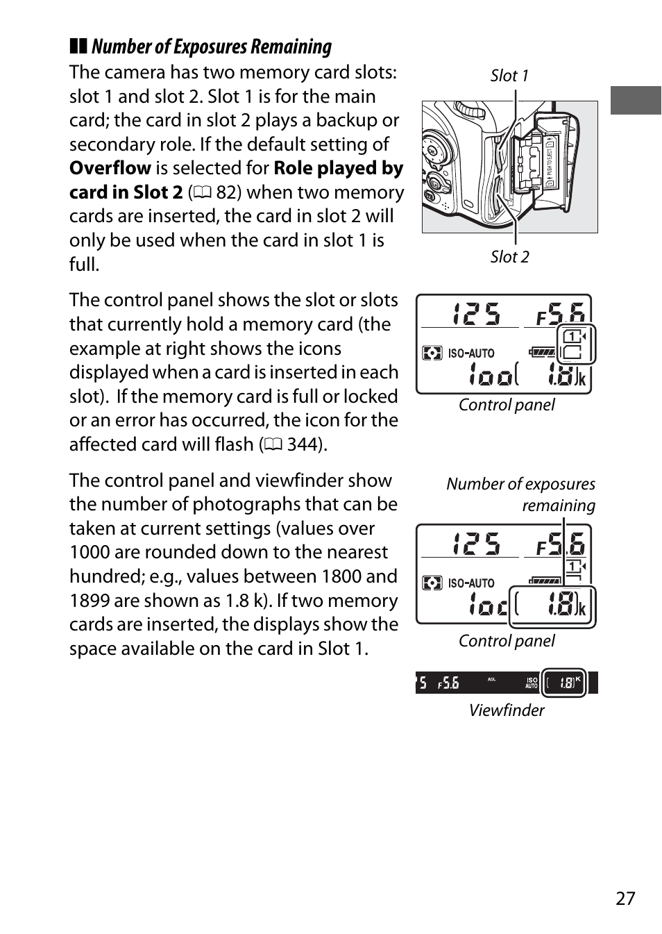 Number of exposures remaining | Nikon D7200 body User Manual | Page 51 / 420