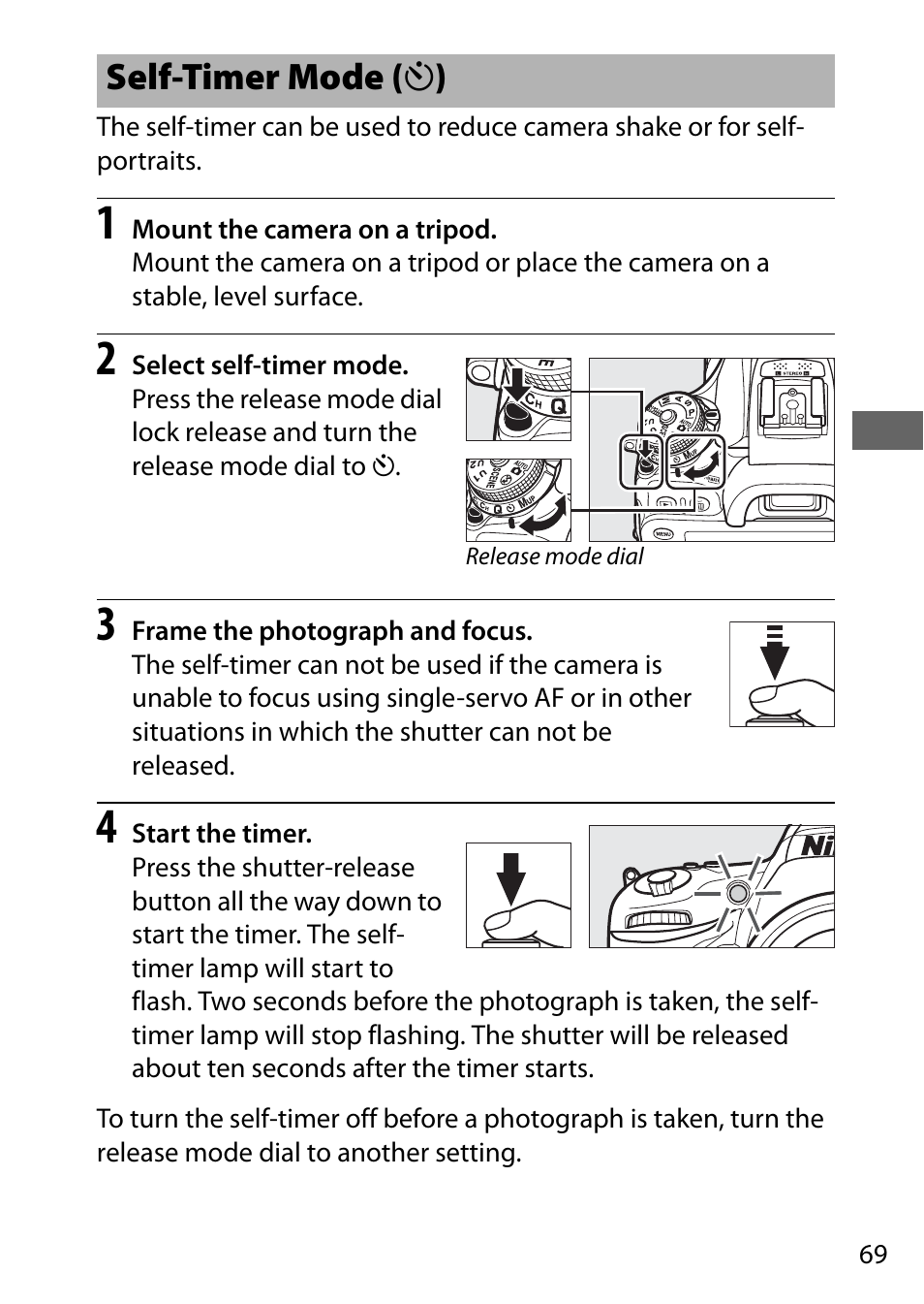 Self-timer mode | Nikon D7200 body User Manual | Page 93 / 420