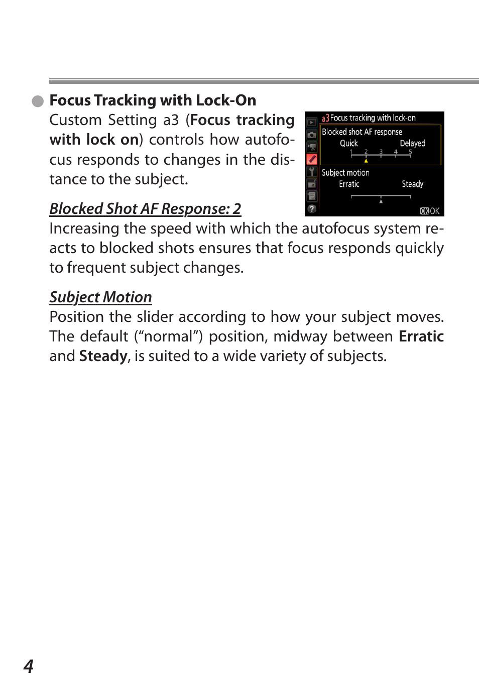 Focus tracking with lock-on | Nikon D5 User Manual | Page 4 / 62