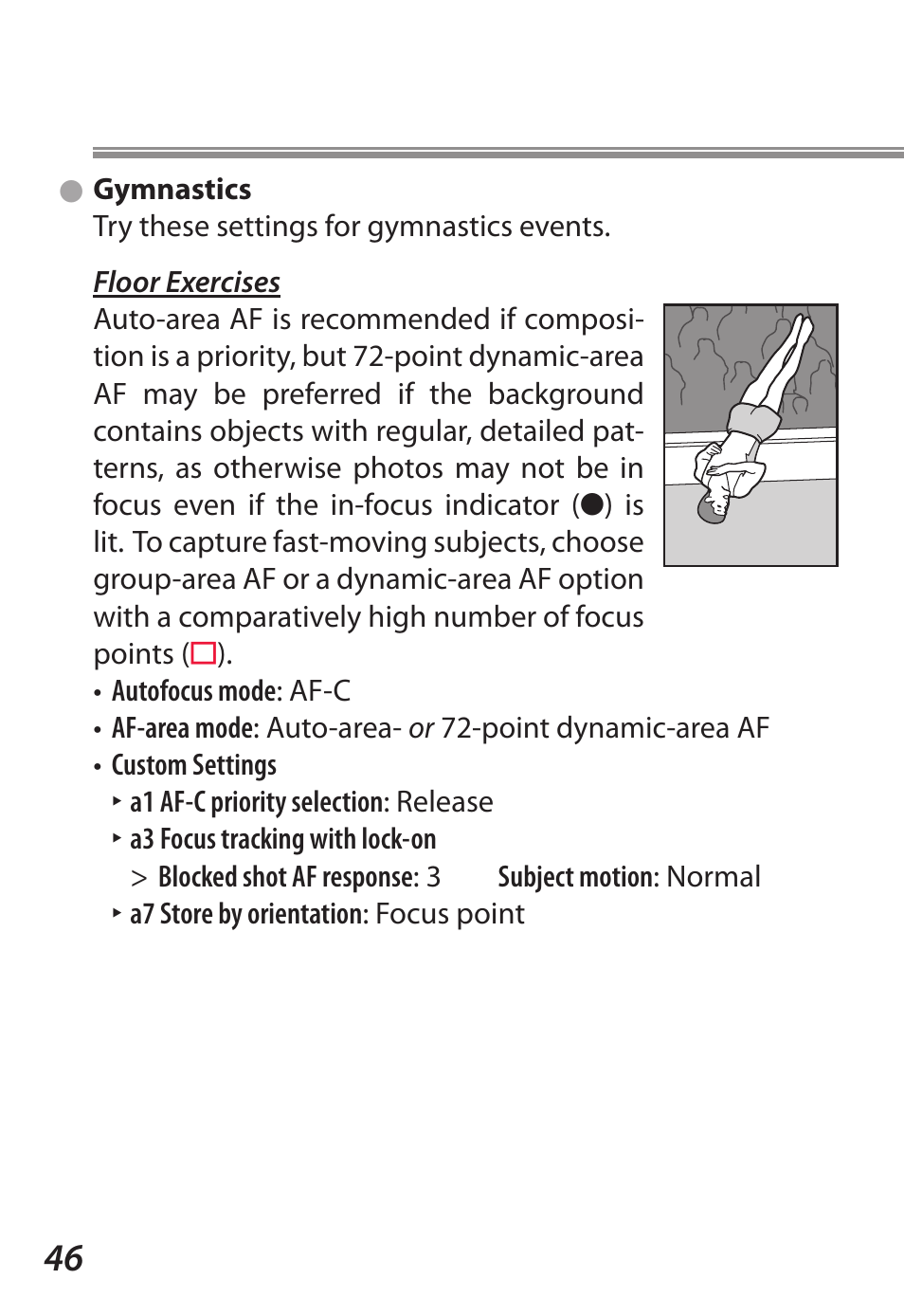 Gymnastics | Nikon D5 User Manual | Page 46 / 62