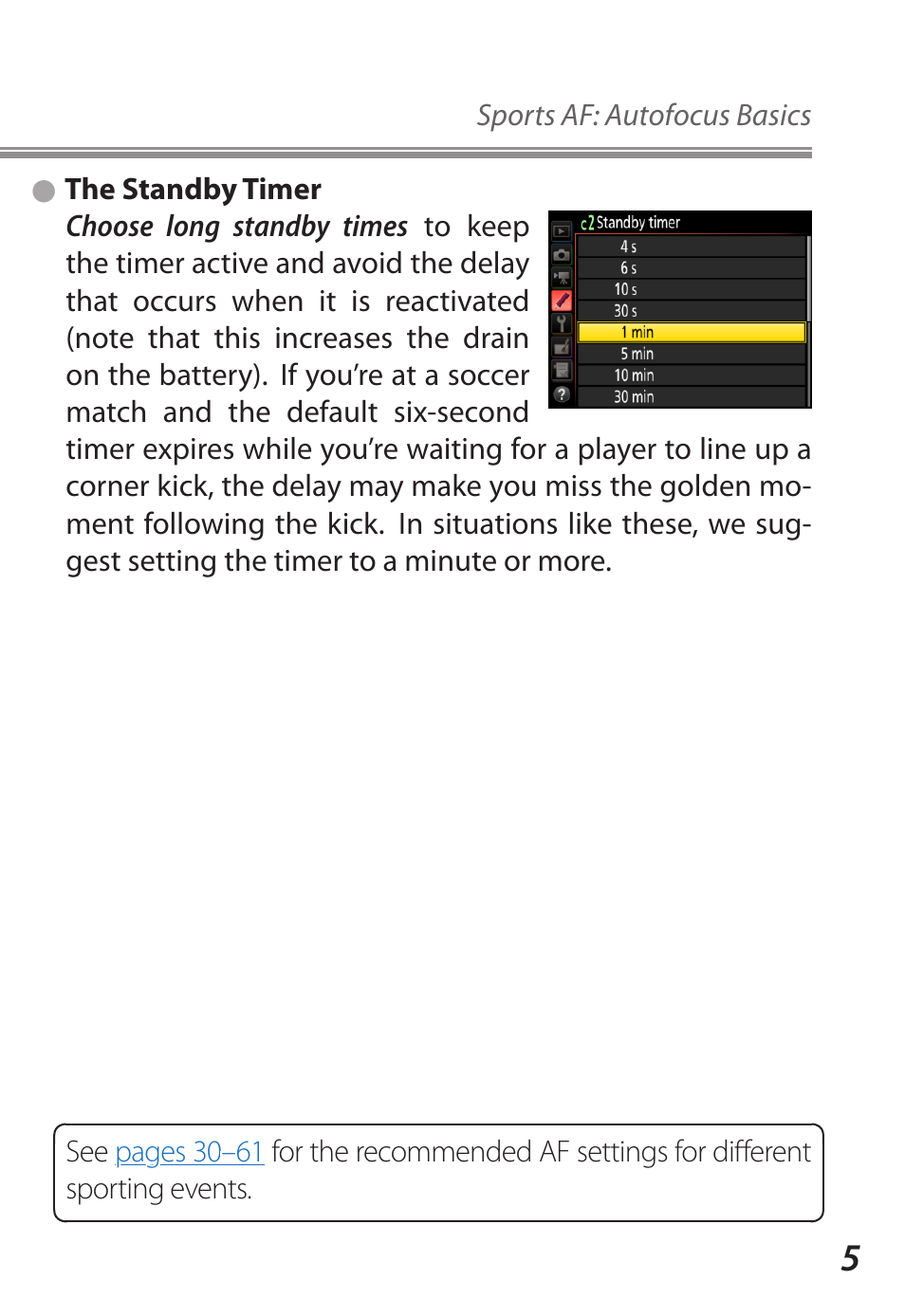 The standby timer | Nikon D5 User Manual | Page 5 / 62