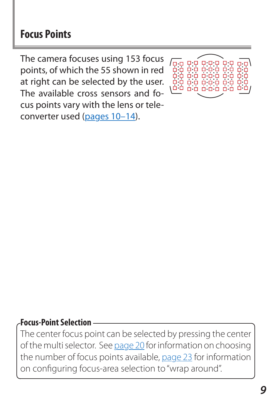 Focus points, 9focus points | Nikon D5 User Manual | Page 9 / 62