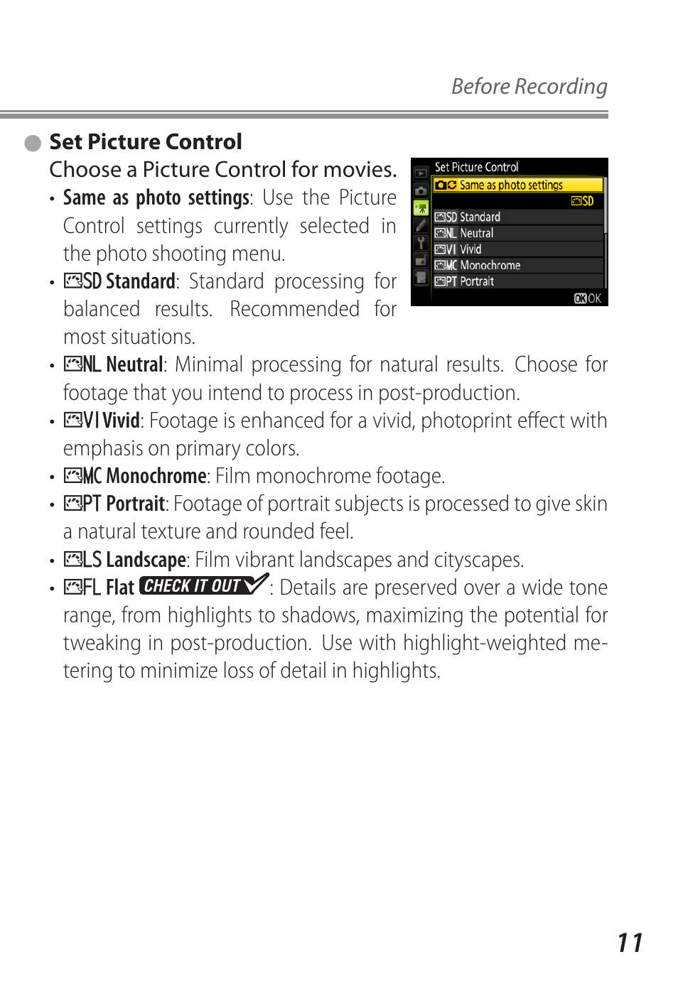 Set picture control | Nikon D5 User Manual | Page 11 / 44